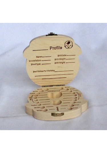 Yaozixa Ahşap Bebek Diş Saklama Kutusu, Fetal Saç Ve Dişler İçin Depolama Kutu, Çocuklar İçin İngilizce Versiyonlu Erkek/kız Seçenekli