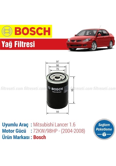 Mitsubishi Lancer 1.6 Bosch Yağ Filtresi 2004-2008
