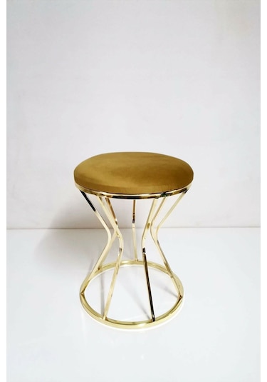 Metal Ayaklı Lüks Puf Tabure Koltuk Gold Bronz