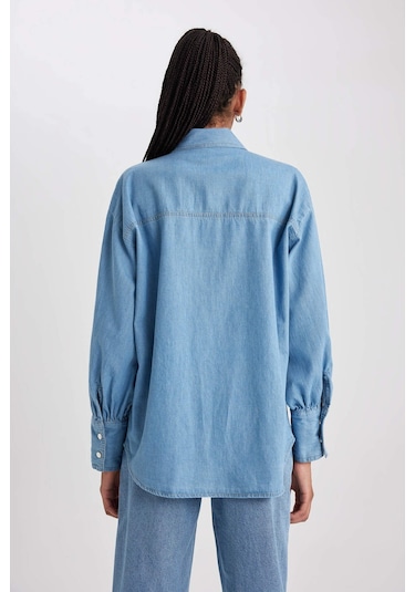 Defacto Fashion Fit Jean Gömlek B2391AX23HSNM28 Mavi