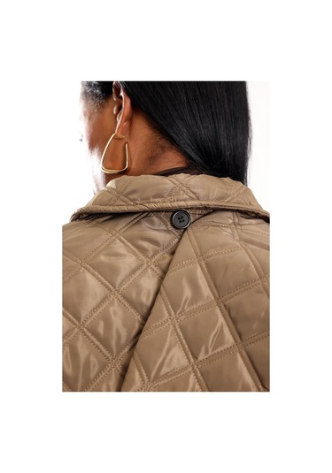 Kahverengi Atkı Detaylı Kapitone Mont 0762 Kahverengi