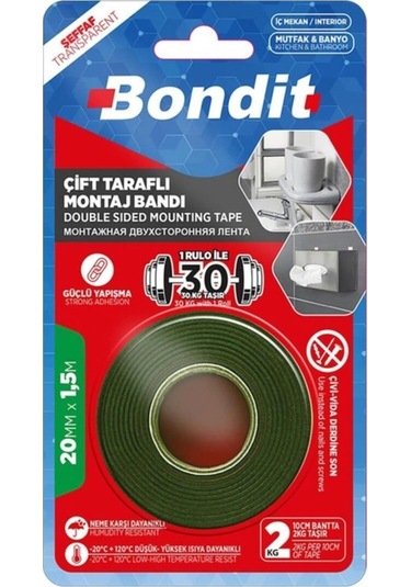 Bondit Bnmd2015 Çift Taraflı Montaj Bandı 20 Mm X 1.5 Metre