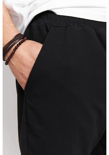 Unisex Pamuklu Rahat Penye Şort Siyah