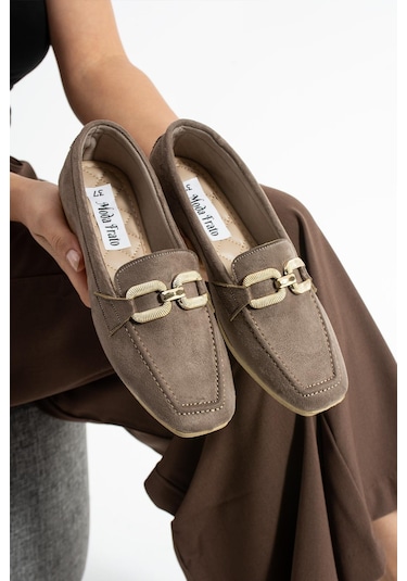 Modafrato Aly-165 Kadın Babet Günlük Kadın Ayakkabı Vizon