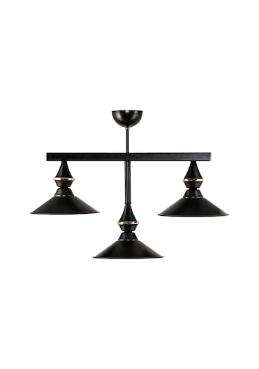 Dede Üçlü Ufo Sarkıt Avize Siyah Japon Şapkalı Siyah3