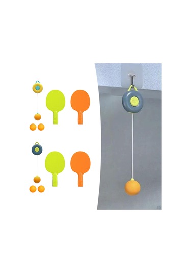 Sarı Asılı Masa Tenisi Eğitmeni Ebeveyn Çocuk Etkileşimi Oyuncak Uygulama Raket Topu İle Taşınabilir