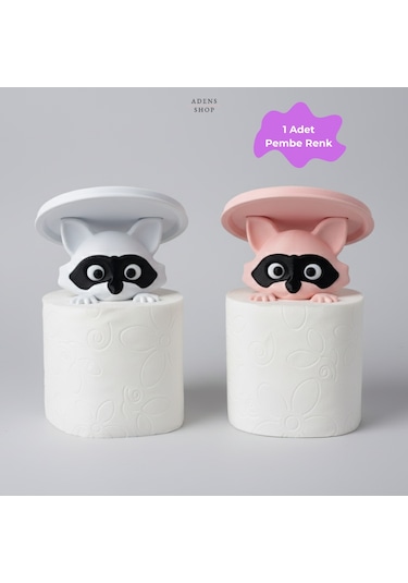 Haydut Rakunlar Dekoratif Tuvalet Kağıdı Tutucu Pembe