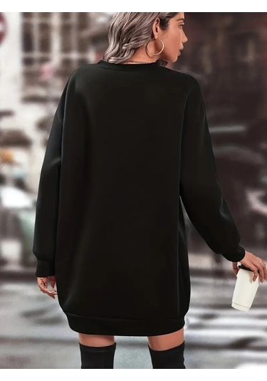 Kadın Uzun Kollu Bisiklet Yaka Iki Iplik Elbise Çok Renkli