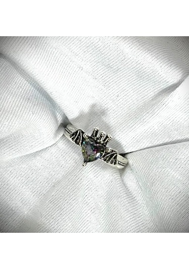 Dükkan Design Kalp Taşlı Ayarlanabilir Pinterest Yüzük Açık Gri