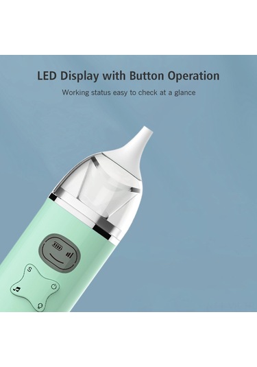 Vkemall Bebek Burun Aspiratörü, 3 Seviye Emme Gücü Ve Led Ekranlı, Yumuşak Müzik İle Rahat Solunum Sağlayıcı, Silikon Uçlar Pembe/yeşil