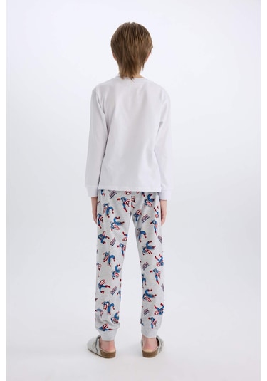 DeFacto Erkek Çocuk Pijama Takımı Marvel Comics Bisiklet Yaka Uzun Kollu Üst Uzun Alt D6435A824WNWT34