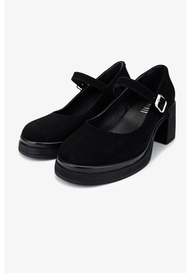 Valmenti Kadın Hakiki Deri Siyah Süet Topuklu Ayakkabı 1120 840 Bn Ayk Sk25-26 Sıyah Suet SIYAH SUET