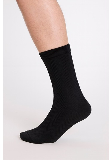 Plus Scorpion Erkek Siyah Kabartmalı Desen Çorap 3 Lü Set 40-44 Siyah