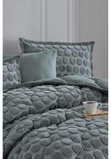 Nordqueen Wellsoft Jakarlı Tek Kişilik Uyku Seti Perle Gri