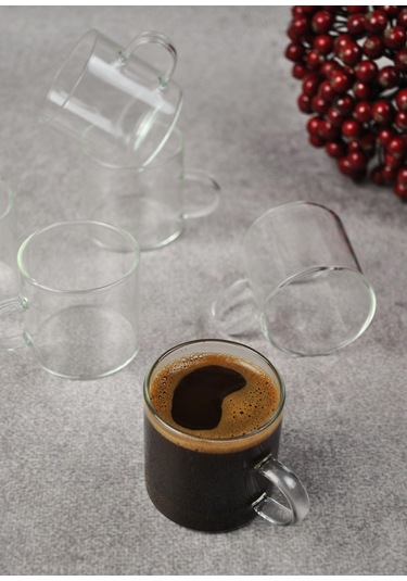 6 Lı Cam Türk Kahvesi Fincan Seti Mini Kupa Espresso Kahve Takımı