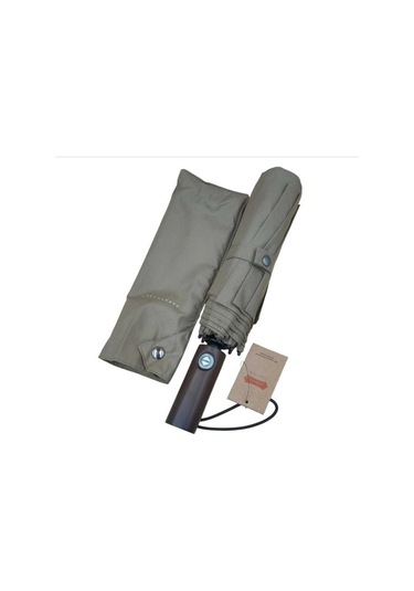 Tam Otomatik Ahşap Saplı Çıtçıtlı Kılıflı Şemsiye - Bej Genel