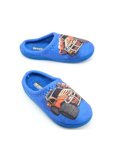 Gezer Erkek Çocuk Kışlık Rahat Taban Ev Bahçe Gondol Terlik Saks Mavi