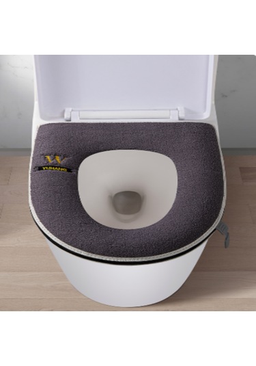 Skycity Gri Ev Tipi Kalınlaşmış Su Geçirmez Evrensel Tuvalet Koltuk Kılıfı Basit Desenli Tuvalet Üstü Pad Mavi