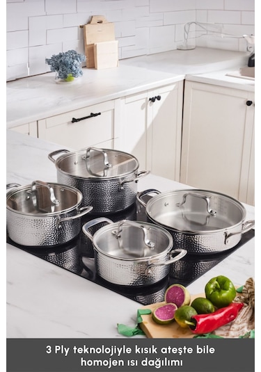 Karaca  Powersteel 316+ Enzo 8 Parça Çelik Tencere Seti