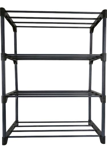 Çok Amaçlı Raf - 4 Katlı Metal Ayakkabılık - Organizer - Kitaplık - Çiçeklik Antrasit