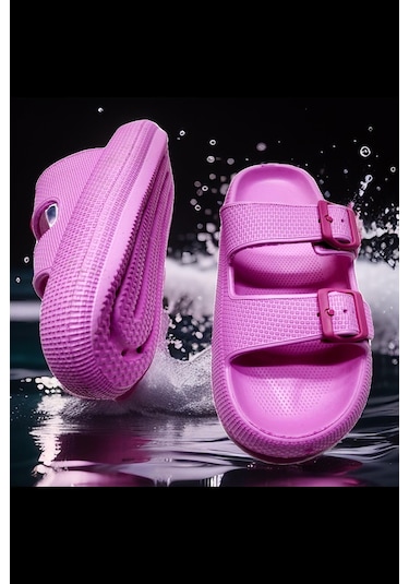 Çift Toka Eva Ayarlanabilir Suya Dayanıklı Deniz,havuz,plaj Terliği Siyah