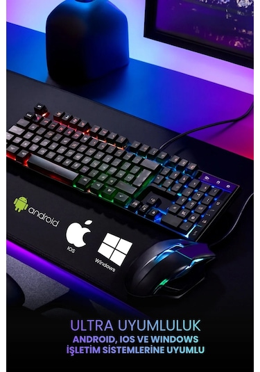 C-66 Rgb Led Işıklı Kablolu Chocolate Klavye + Mouse Set Diğer