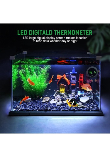 Suofeng Akvaryum Sıcaklık Ölçer - Kablosuz Dokunmatik Led Ekranlı - Yüksek Hassasiyetli Fahrenheit Sıcaklık Gösterici Siyah