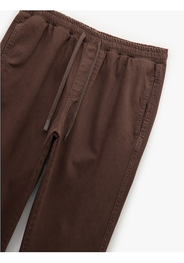 Koton Cep Detaylı Pamuklu Straight Fit Beli Bağcıklı Gabardin Pantolon Kahverengi 6wam40045hw Kahve