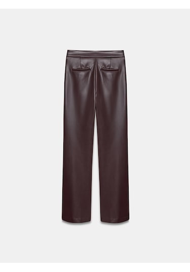 Dilvin 72237 Suni Deri Çan Paça Pantolon-bordo Bordo