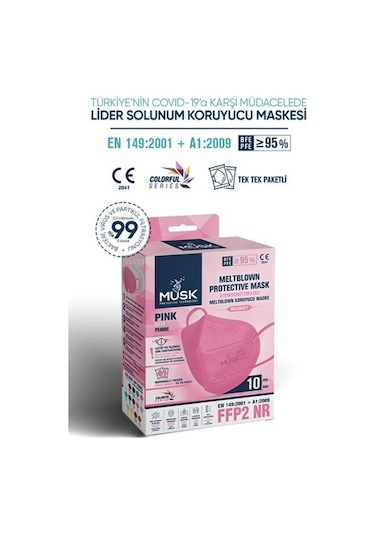 Musk Ffp2/N95 Maske Pembe Renk 20 Adet