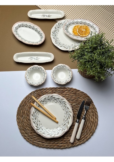 Tabak Evi Porselen Fulya Olivo Kahvaltı Takımı 6 Kişilik 14 Parça Çok Renkli