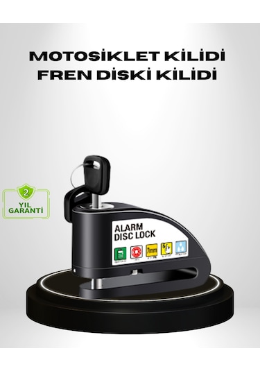 Titreşim Sensörlü Alarmlı Motosiklet Disk Kilidi 14mm Çelik Çift Kilitleme