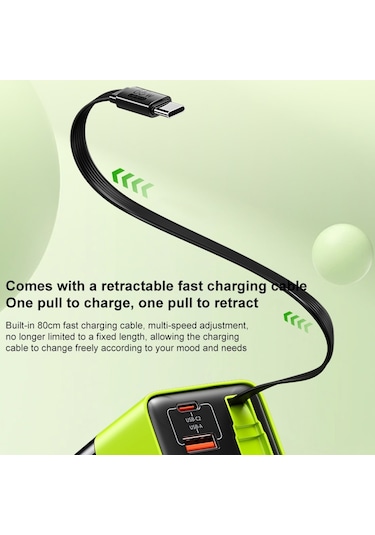 Wk Wp-u39 65w Usb-c / Tip-c, 80cm Tip-c Kablosu İle Usb Gan Hızlı Şarj Cihazı, Fiş Tipi: Abd Fiş Yeşil Yeşil