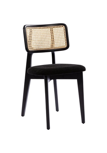 Zeus Hazeranlı Hasırlı Model Ahşap Bohem Sandalye Siyah - Siyah