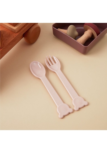 Tucklebery Buddy Mama Tabağı ve Çatal Kaşık Seti Pembe - Mor - Bej