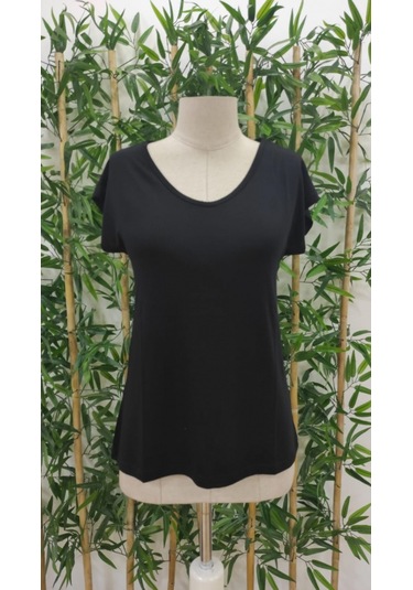 Modasize Kadın Kısa Kollu V Yakalı Viskon Bluz Siyah