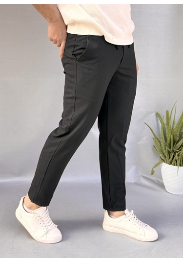 Bel İpli Slim Fit Jogger Siyah