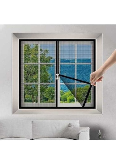 Fastbuy Sivrisinek Önleyici Fermuarlı Pencere Sineklik 120x140cm Siyah, Kendinden Yapışkanlı, Pratik Kullanıma Uygun
