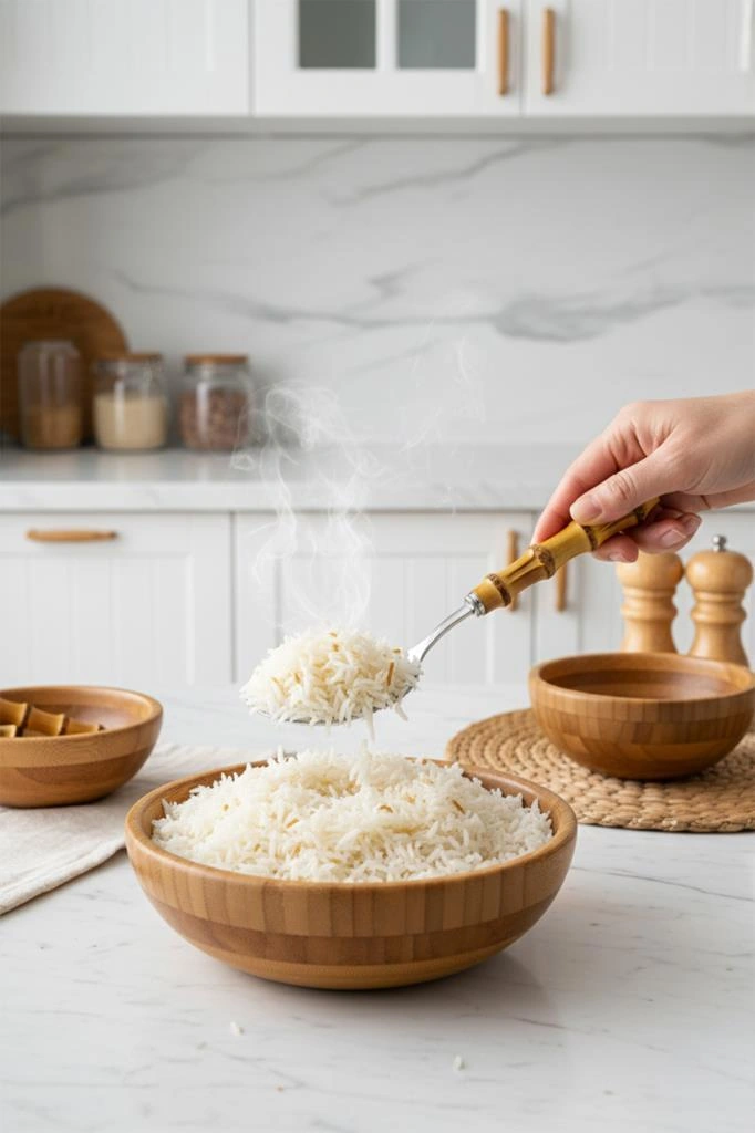 Bambum Mundo 4 Parça Bambu Saplı Çelik Mutfak Gereç Seti Çeyiz Seti Kaşık Kevgir Kepçe