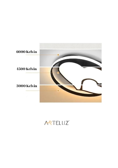 Arteluz Modern Kalp Model Tavan Led Avize Siyah