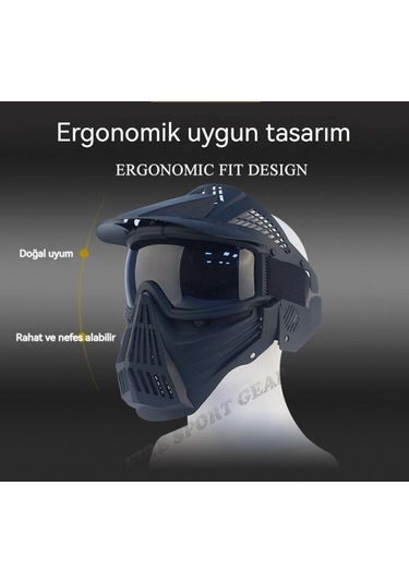 Primepickings Taktik Saha Koruyucu Maske Açık Sürüş Koruması Büyük Maske Altın