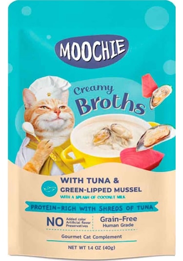 Moochie Tahılsız Parça Ton Balığı Midye Kedi Çorbası 40 G