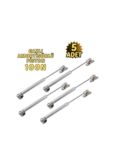 5 Li Dolap Kapak Pistonu Mutfak Dolabı Gazlı Amortisör 100n 27cm Metalik Gri