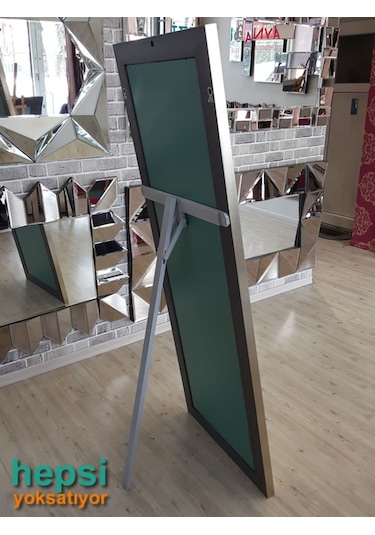Ayna Çerçeveli Model Eskitme Gümüş Renk Ayaklı Boy Aynası