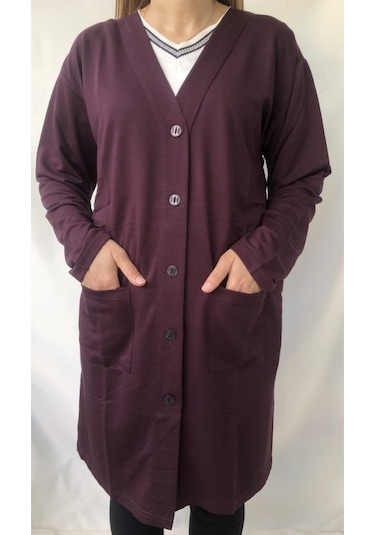 M.k.m Büyük Beden Uzun Düğmeli Hırka Lacivert