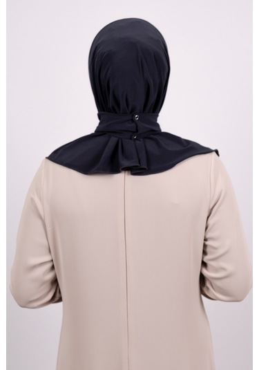 Füme Pratik Hazır Geçmeli Tesettür Eşarp Sandy Kumaş Arkadan Çıtç Füme