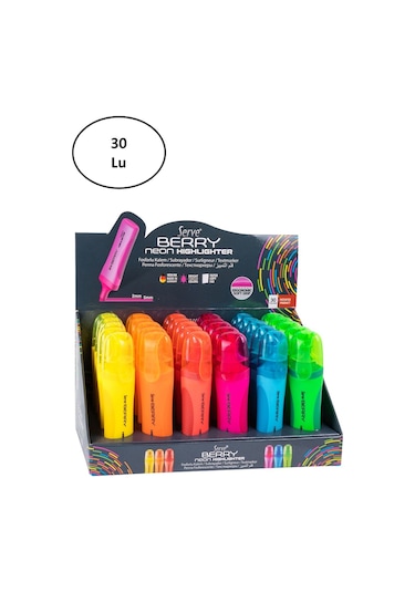 Serve Berry Fosforlu Kalem Karton Stant 30 Lu Çok Renkli