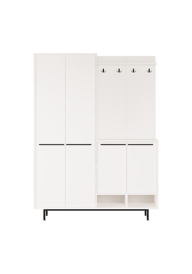 Robin Home Rita Portmanto Vestiyer Ayakkabılık Metal Ayaklı Beyaz