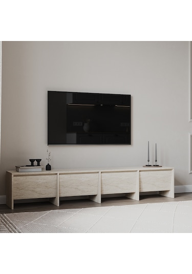 Laris 180 cm Tv Ünitesi – 4 Kapaklı, Traverten Desenli