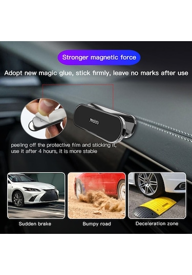 Yesido C82 Araba 360 Derece Döndürme Güçlü Manyetik Telefon Tutucu Siyah